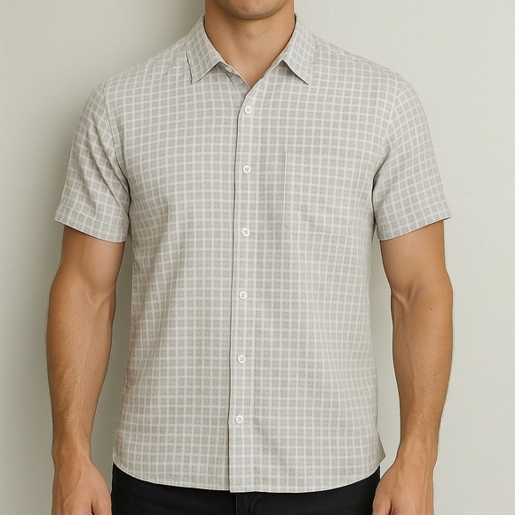 Vintage Silk circa 1969
 Light Gray Patterned Men's Shirt - Picture 7 of 7